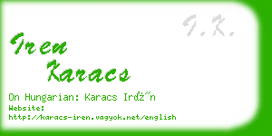 iren karacs business card